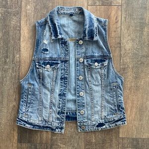American Eagle Distressed Denim Vest